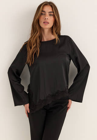Vionara Lace L/S BLOUSE BLOUSE Black