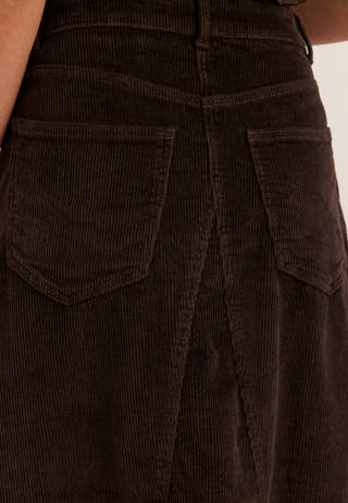 Vmgina Hr Calf Cord Skirt Brown