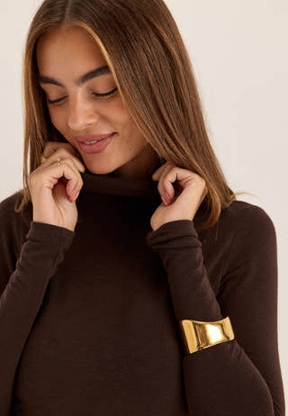 Onlglamour L/S ROLL-NECK TOP R Brown