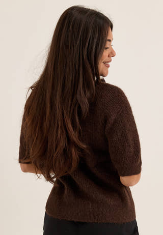 Viitza O-neck 2/4 BOW KNIT TOP Brown