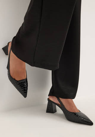Biamaralyn Slingback Croco Patent Black