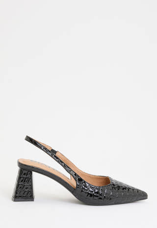 Biamaralyn Slingback Croco Patent Black