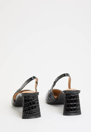 Biamaralyn Slingback Croco Patent Black