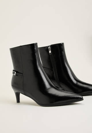 Biaabbie Buckle Zip Boot Faux Leather Black