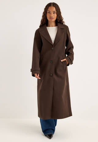 Vifemke L/S BUTTON LONG COAT Brown