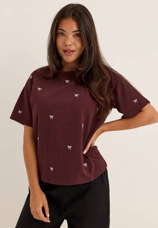 Vimonie Bow O-neck S/S T-SHIRT Purple