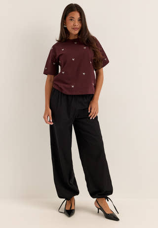 Vimonie Bow O-neck S/S T-SHIRT Purple