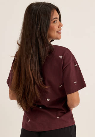 Vimonie Bow O-neck S/S T-SHIRT Purple