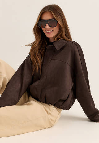 Onlmoon-stina Faux Suede Bomber Brown
