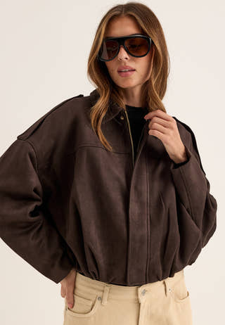 Onlmoon-stina Faux Suede Bomber Brown