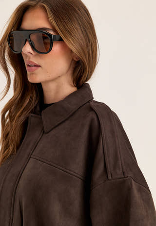 Onlmoon-stina Faux Suede Bomber Brown