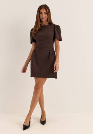 Pinstripe Shaped Waist Short Dress Striped