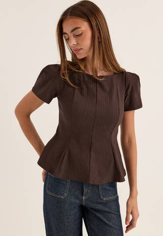Pinstripe Peplum Top Striped
