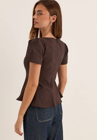 Pinstripe Peplum Top Striped