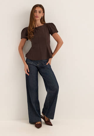 Pinstripe Peplum Top Striped