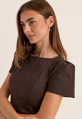 Pinstripe Peplum Top Striped