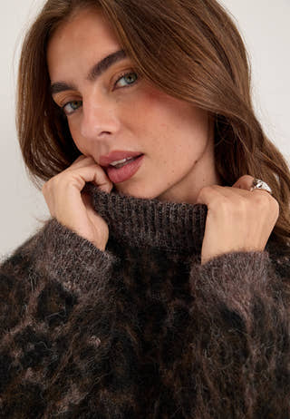 Pcelina Ls High Neck Knit Brown