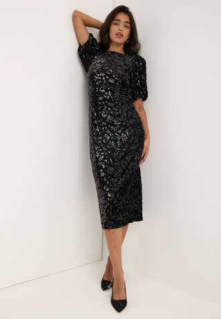 Yassofie 2/4 SEQUIN MIDI DRESS Black
