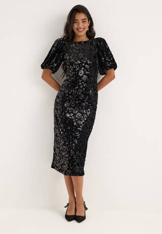 Yassofie 2/4 SEQUIN MIDI DRESS Black