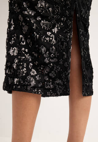 Yassofie 2/4 SEQUIN MIDI DRESS Black