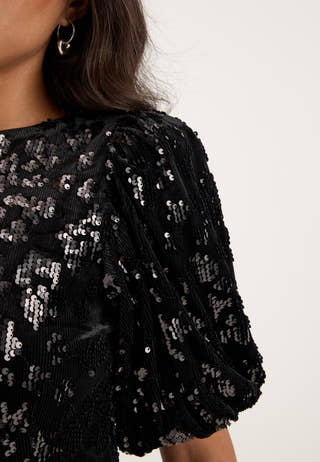 Yassofie 2/4 SEQUIN MIDI DRESS Black