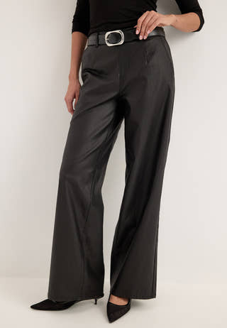 Objlisa Belle Wide Coated Pants Black