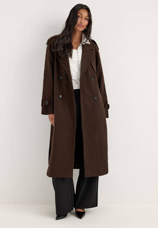 Onldear-trillion Long Belt Coat Brown
