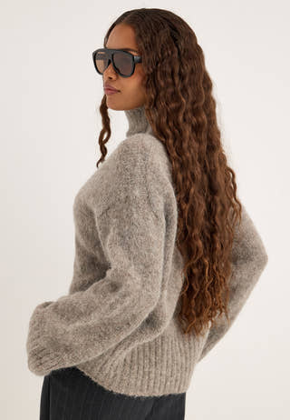 Slwgabriella Ls Knit High Neck Beige