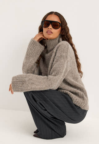 Slwgabriella Ls Knit High Neck Beige