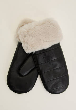 Bydalen Leather Mittens Black