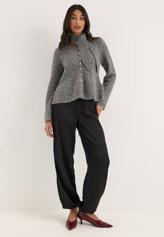 Objnivin L/S SCARF KNIT CARDIGAN Grey