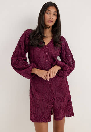 Objlucie Luka L/S RE DRESS Red