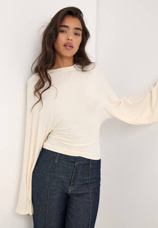 Long Sleeve Fitted Top White