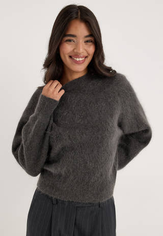 Slwmira Ls Knit Short O-neck Grey