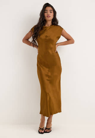 Slwvida Slim Capsleeve Ankle Dress Brown