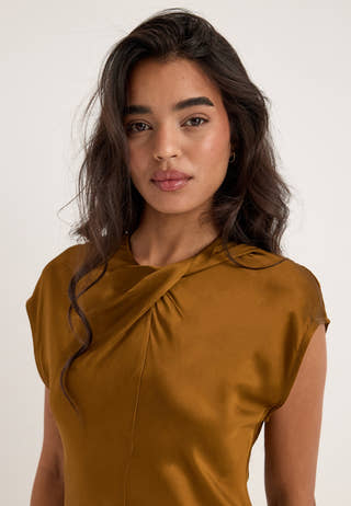Slwvida Slim Capsleeve Ankle Dress Brown