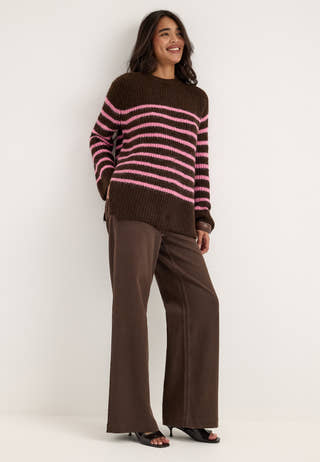Onlmaggie Ls Long O-neck Cc Knt Brown