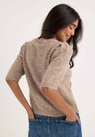Onlzaggie Ss Flower O-neck Cc Knt Beige