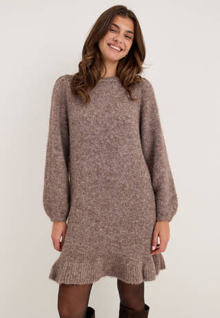 Vibows L/S PEPLUM KNIT DRESS Grey