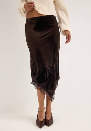 Vialindra Hw Midi Skirt Brown