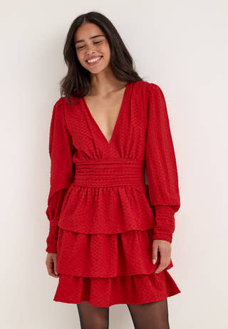 Pcmonika Ls Short Dress Red