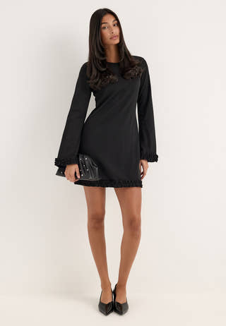 Pcpaige Ls Frill Dress Black