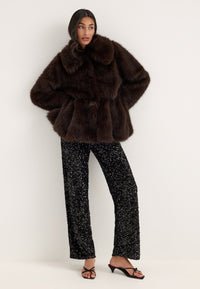 Short Peplum Faux Fur Coat