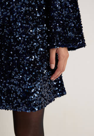 Pckammy Ls Deep Back Bow Dress Blue