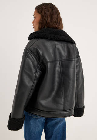 Pcava Coated Aviator Jacket Black