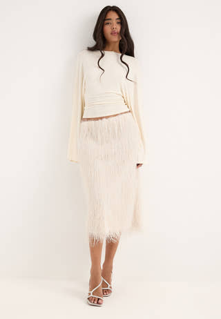 Awemberley Hw Calf Skirt White
