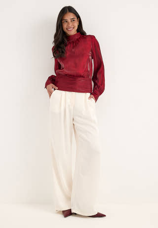 Vmpolly Ls High Neck Top Red