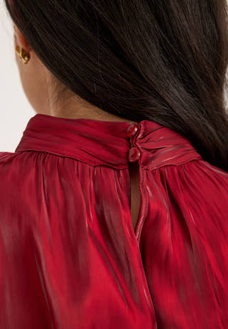 Vmpolly Ls High Neck Top Red