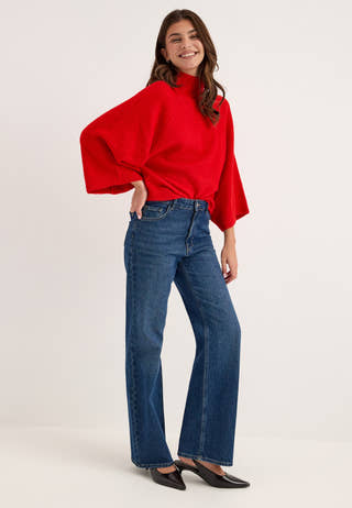 Vmsally Ls Highneck Wide Pullover Red