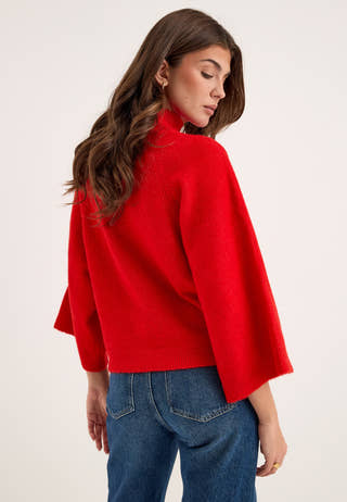 Vmsally Ls Highneck Wide Pullover Red